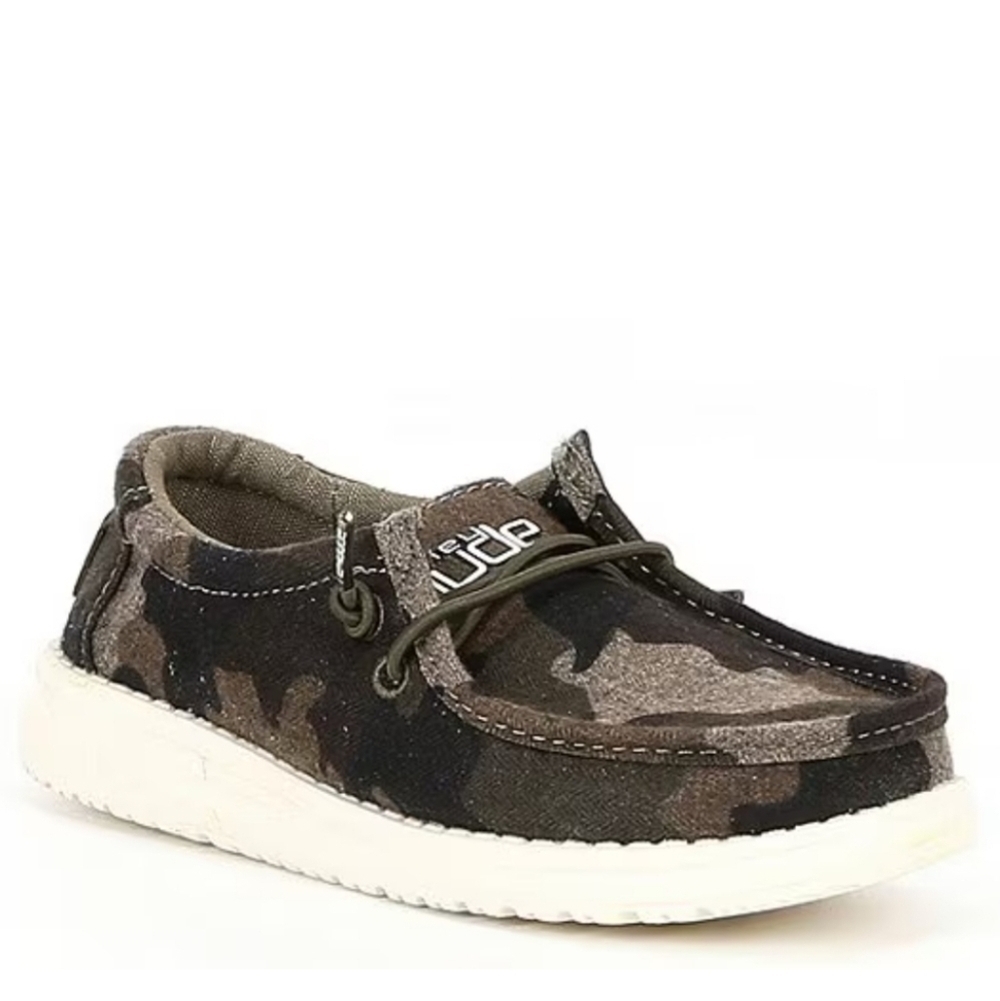 Hey Dude Wally Linen Youth Camo Loafer Slip on shoes sz Y6-L7